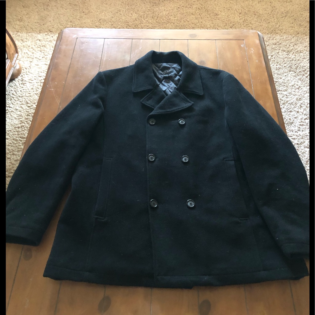 Pronto Uomo Black Wool Pea Coat